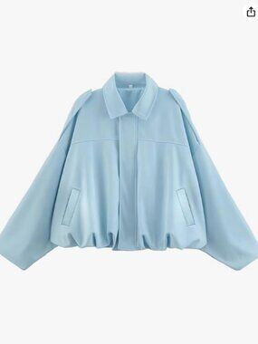 Womens Cropped Faux Suede Bomber Jacket